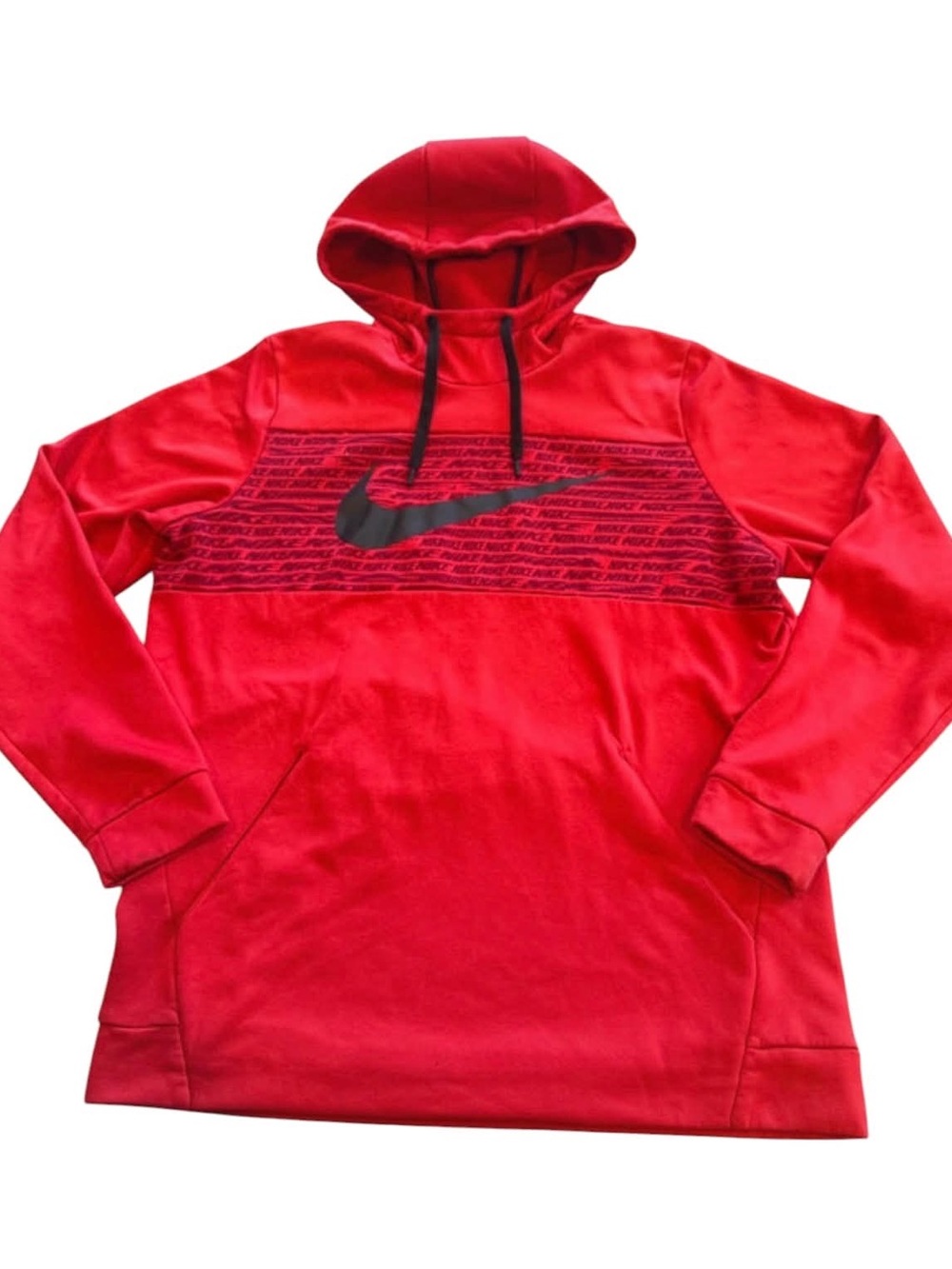Nike Red Hoodie with Black Swoosh - Men's Pullover